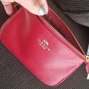 Red Coach Leather Wristlet